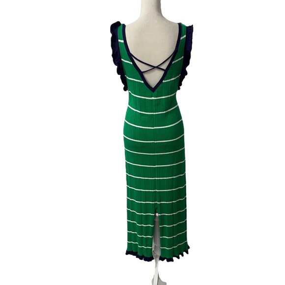 Anthropologie Daily Practice Rosie Long Green Striped Midi Dress‎ NWT L - Picture 4 of 9